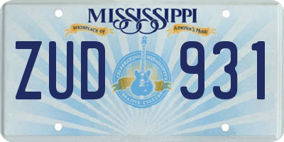 MS license plate ZUD931