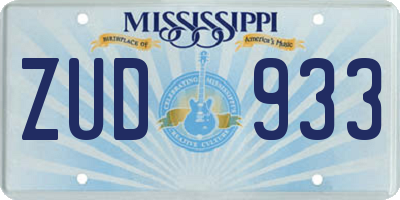 MS license plate ZUD933