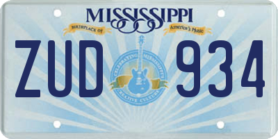 MS license plate ZUD934