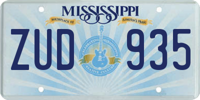 MS license plate ZUD935