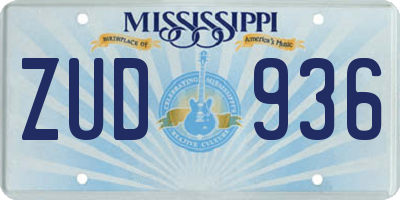 MS license plate ZUD936