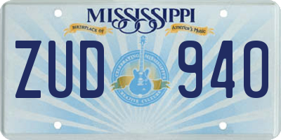MS license plate ZUD940