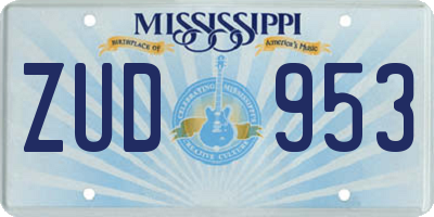 MS license plate ZUD953