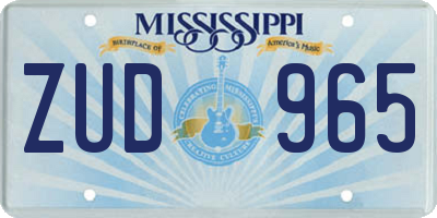 MS license plate ZUD965
