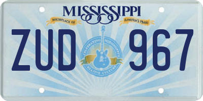 MS license plate ZUD967