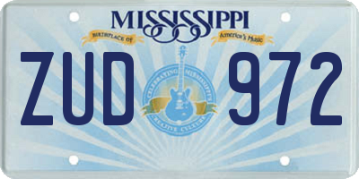 MS license plate ZUD972