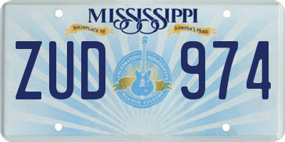 MS license plate ZUD974
