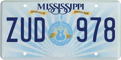 MS license plate ZUD978