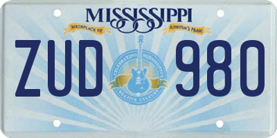 MS license plate ZUD980
