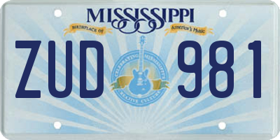 MS license plate ZUD981