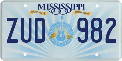 MS license plate ZUD982