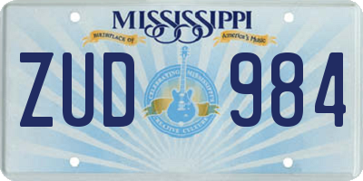MS license plate ZUD984