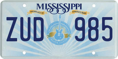 MS license plate ZUD985