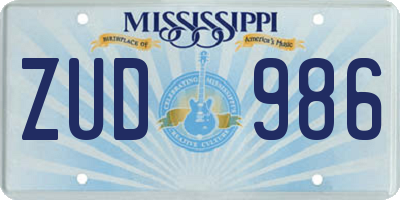 MS license plate ZUD986