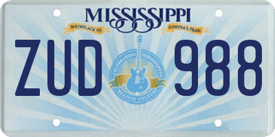 MS license plate ZUD988