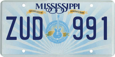 MS license plate ZUD991