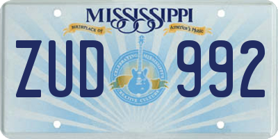 MS license plate ZUD992