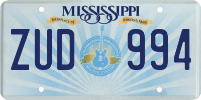 MS license plate ZUD994