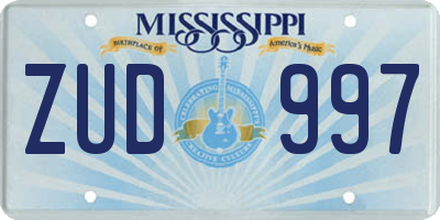 MS license plate ZUD997
