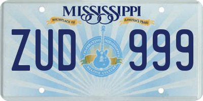 MS license plate ZUD999