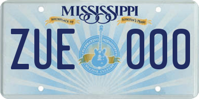 MS license plate ZUE000