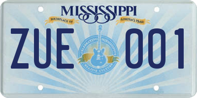 MS license plate ZUE001