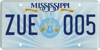 MS license plate ZUE005