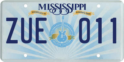 MS license plate ZUE011