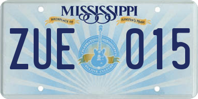 MS license plate ZUE015