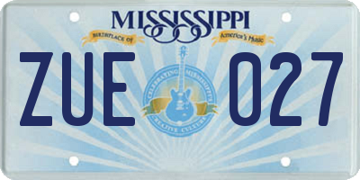 MS license plate ZUE027