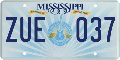 MS license plate ZUE037
