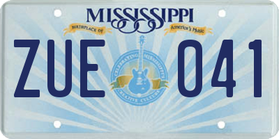 MS license plate ZUE041