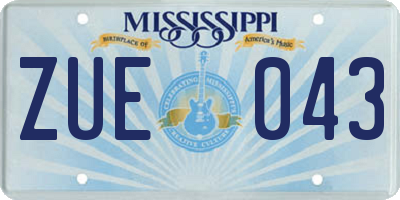 MS license plate ZUE043