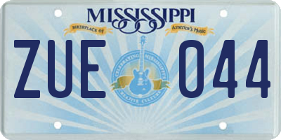 MS license plate ZUE044