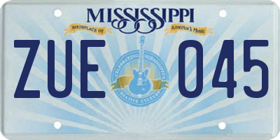 MS license plate ZUE045