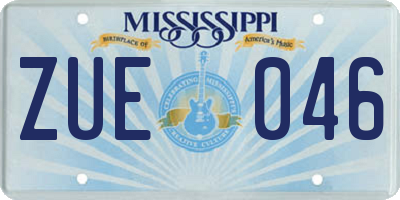 MS license plate ZUE046