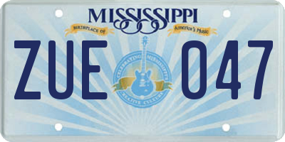 MS license plate ZUE047