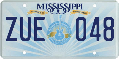 MS license plate ZUE048