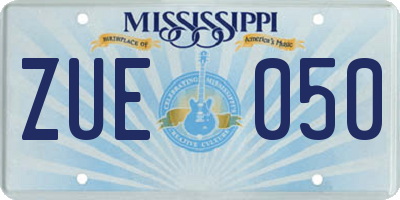 MS license plate ZUE050