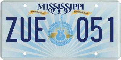 MS license plate ZUE051