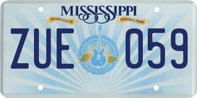 MS license plate ZUE059