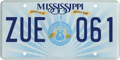 MS license plate ZUE061