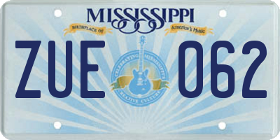 MS license plate ZUE062