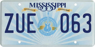 MS license plate ZUE063