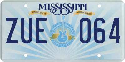 MS license plate ZUE064
