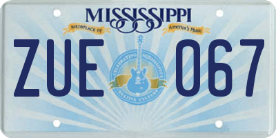 MS license plate ZUE067