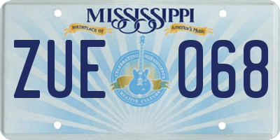 MS license plate ZUE068
