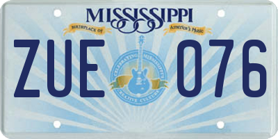 MS license plate ZUE076