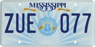 MS license plate ZUE077