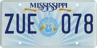 MS license plate ZUE078